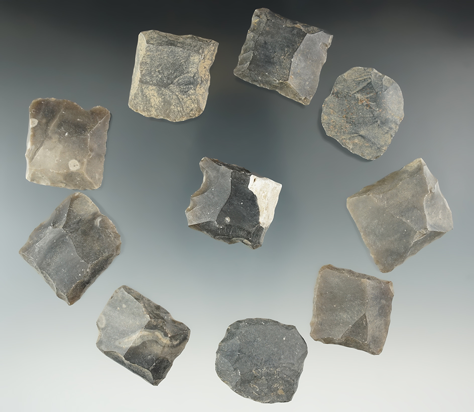 Set of 10 English Gun Flints, largest is 1 3/8".