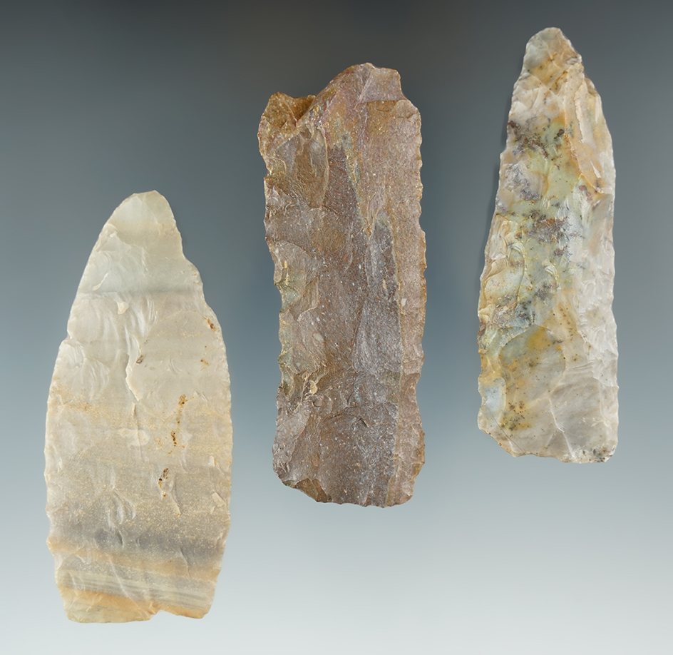 Set of 3 Paleo Tools found in the Kentucky area, all around 3 1/8".