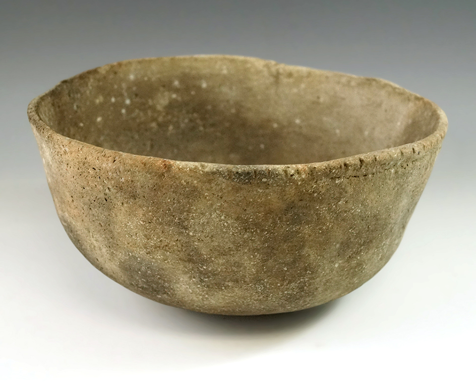 7 3/8" shell tempered clay Mississippian bowl with piecrust rim found in cross Co., Arkansas.