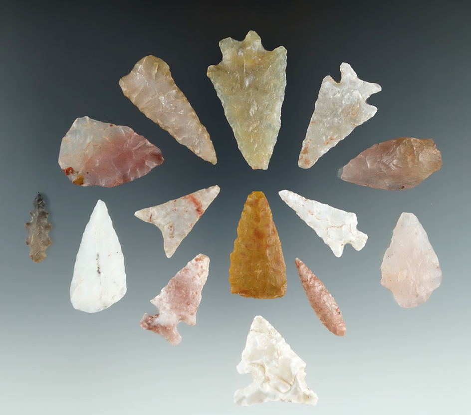 Set of 14 points made from attractive materials found in Utah, largest is 1 1/2".