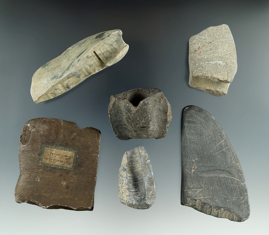Set of broken Bannerstones for study or restoration found in New Jersey.