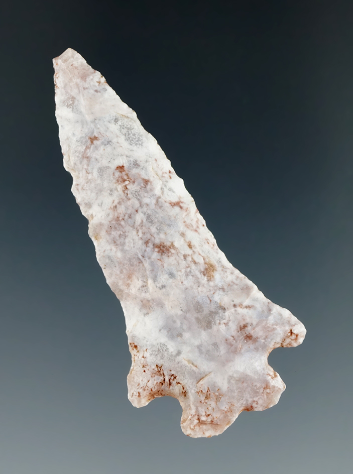 2 1/4" heavily patinated bifurcate base dart point or Knife found in Utah.