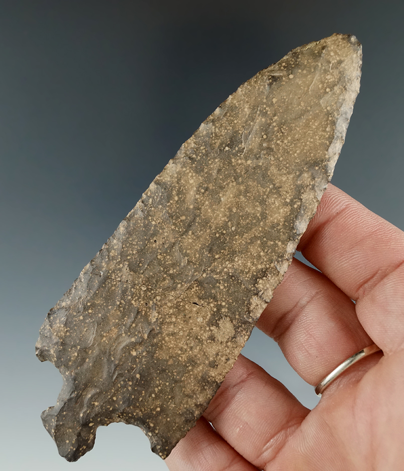 Uniquely styled 4 and 3/8" Narrow Stemmed Knife that is broken and glued at the midsection - Utah.