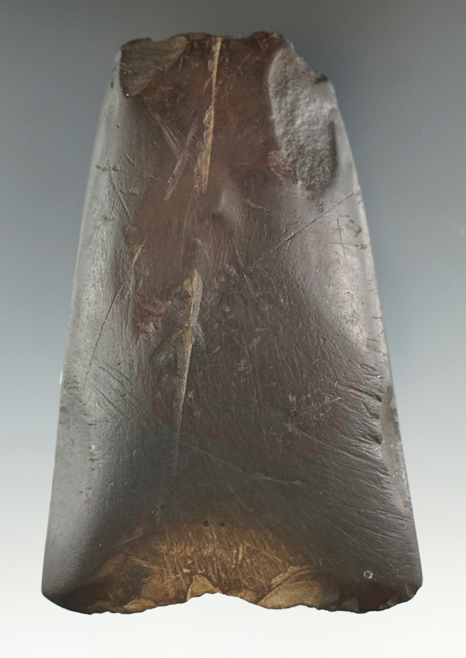 4 3/4" stone Celt that was heavily used in ancient times found near Cooperstown, New York.