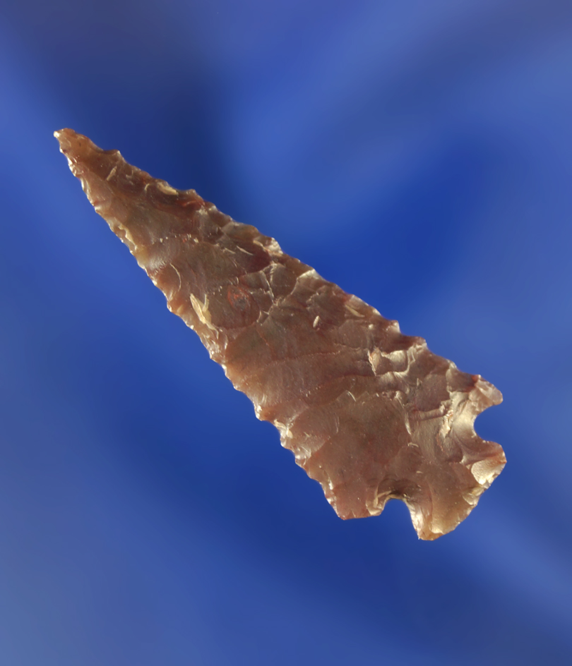 1 7/16" Foothill Corner Notch that is nicely flaked and well styled. Wyoming.