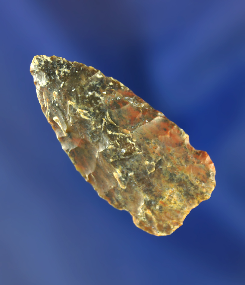 1 7/16" Oxbow made from attractive black white and red mottled Flint. Wyoming.