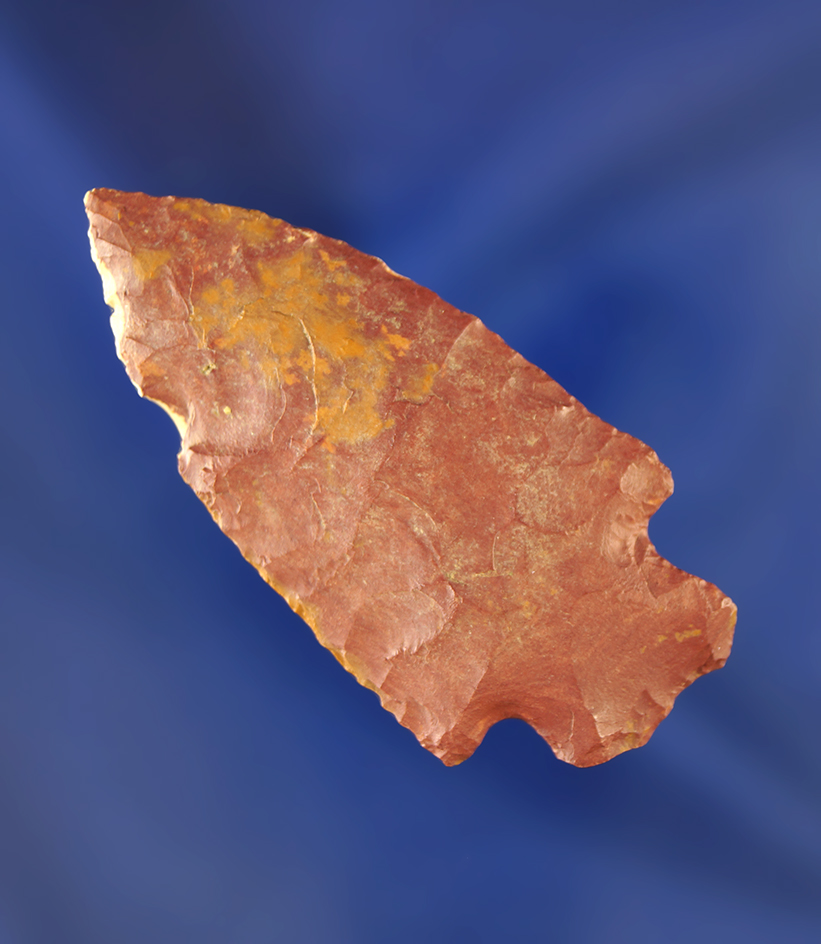 2" Hanna point made from multicolored Jasper. Wyoming.