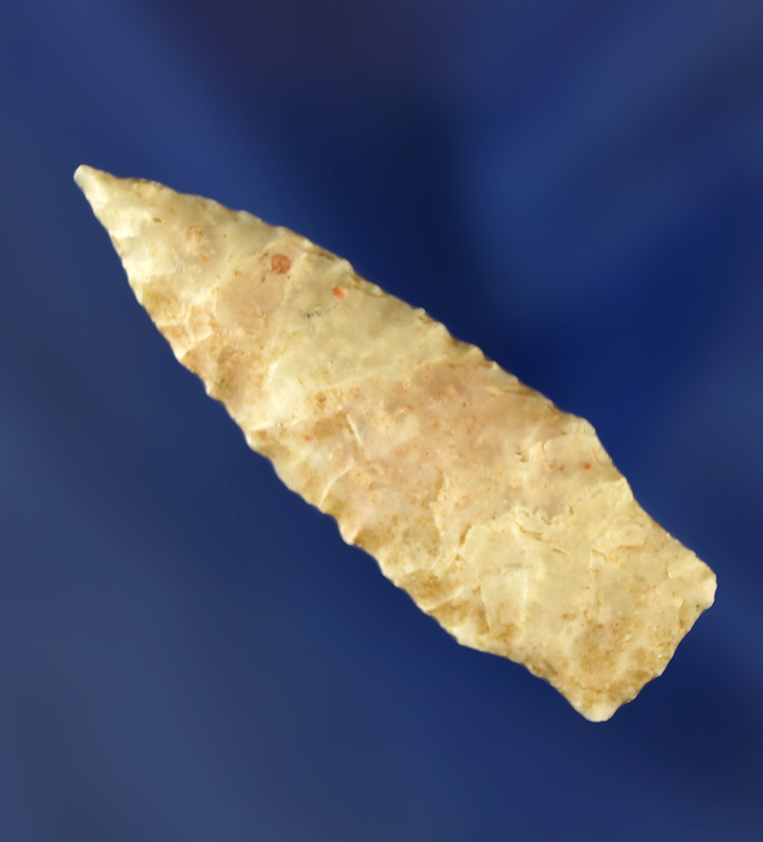 1 11/16" Pryor Stemmed with excellent flaking and style. Wyoming.