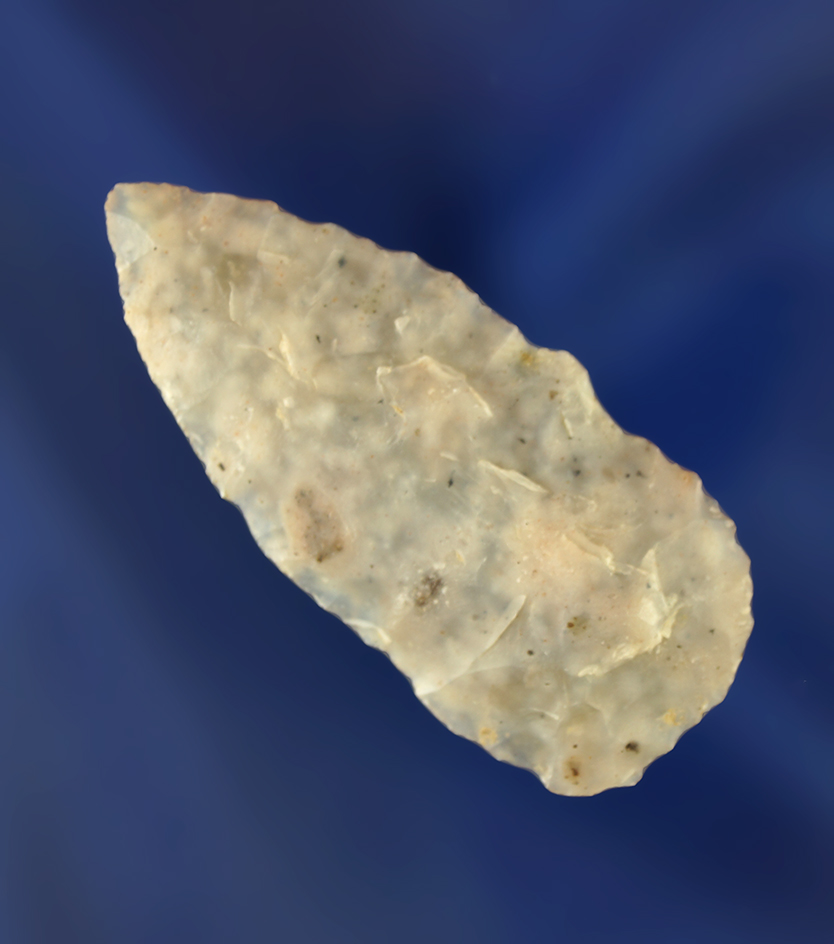 1 5/8" Flint knife made from translucent multicolored agate. Wyoming.