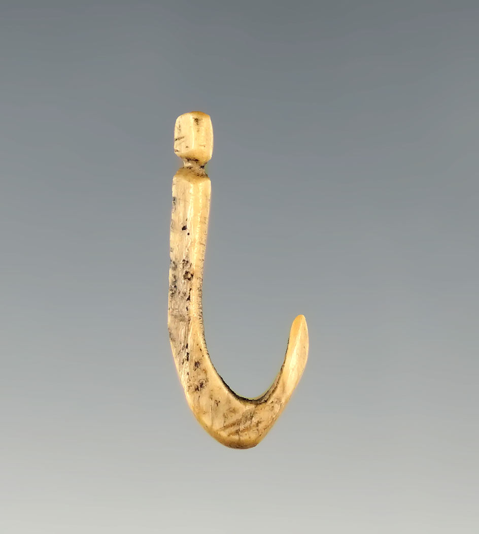 15/16" Fish Hook found by Dr. Copeland at the Feurt Site in the late 1930's, Scioto Co., Ohio.