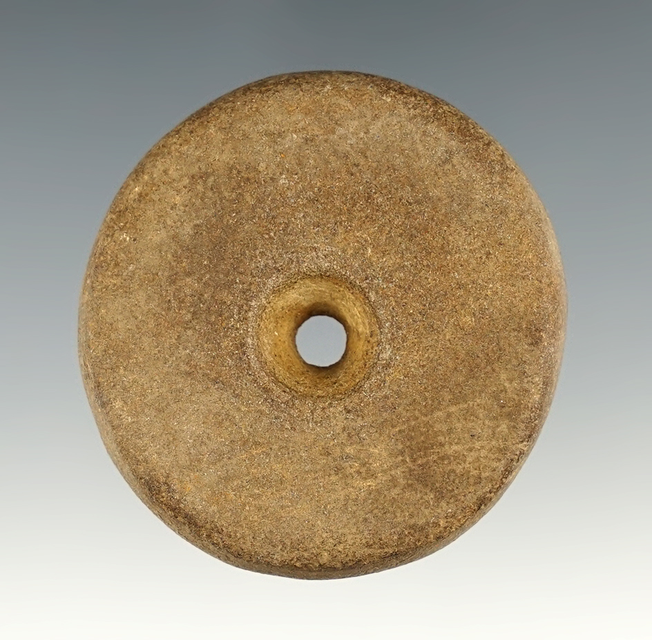 1 3/4" Drilled Ft. Ancient Discoidal made from patinated Sandstone.