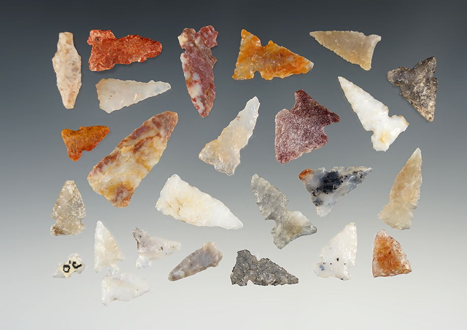 Set of 25 New Mexico points found in 1957. The largest is 1 3/8".