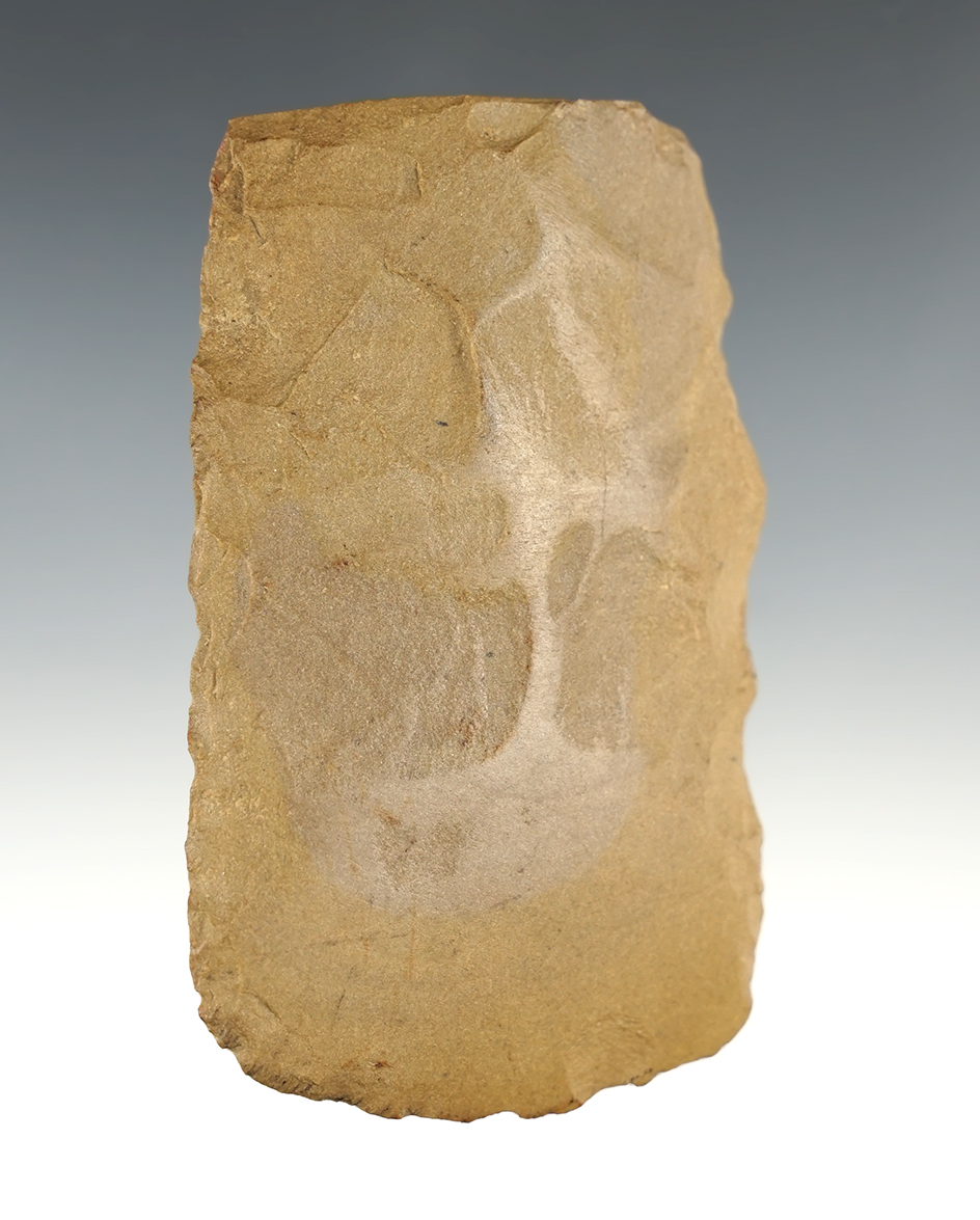 3 13/16" Flint Celt - Adams Co., Ohio. Ex. Meuser with his writing on the piece.