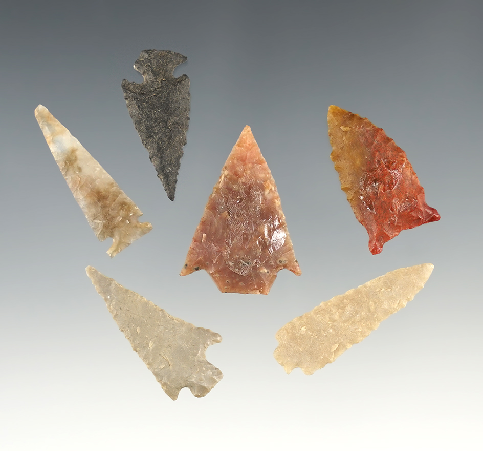 Set of 6 nice New Mexico points. The largest is 1 3/8".