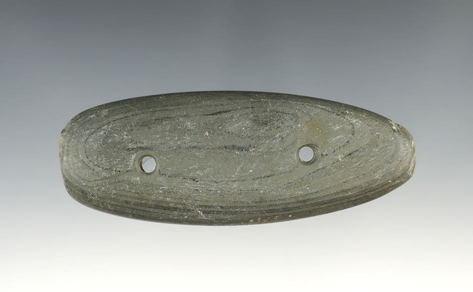 3 1/2" Glacial Kame Gorget - found by the Shoop family on their farm in Hancock Co., Ohio.