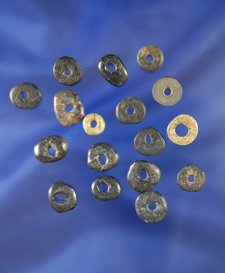 Group of Columbia River drilled Stone Beads, largest is 7/16" diameter.