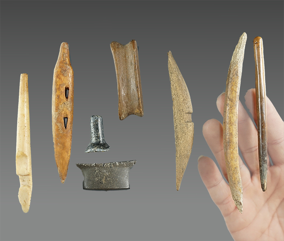 Group of eight assorted Inuit artifacts found in Alaska. Largest is 4 5/8".