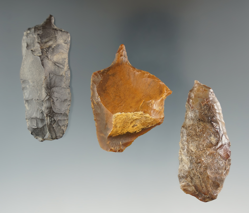 Set of three perforators found in Oregon, largest is 2 1/2".  Ex. Jim Hogue collection.