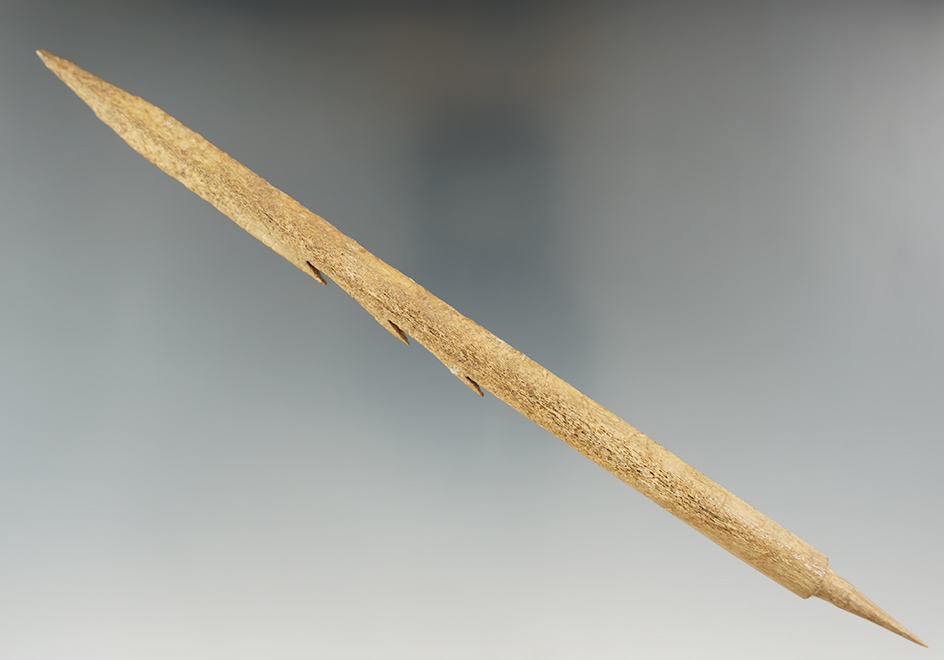 Large and nice! 8 11/16" well styled Inuit bone harpoon tip found in Alaska.