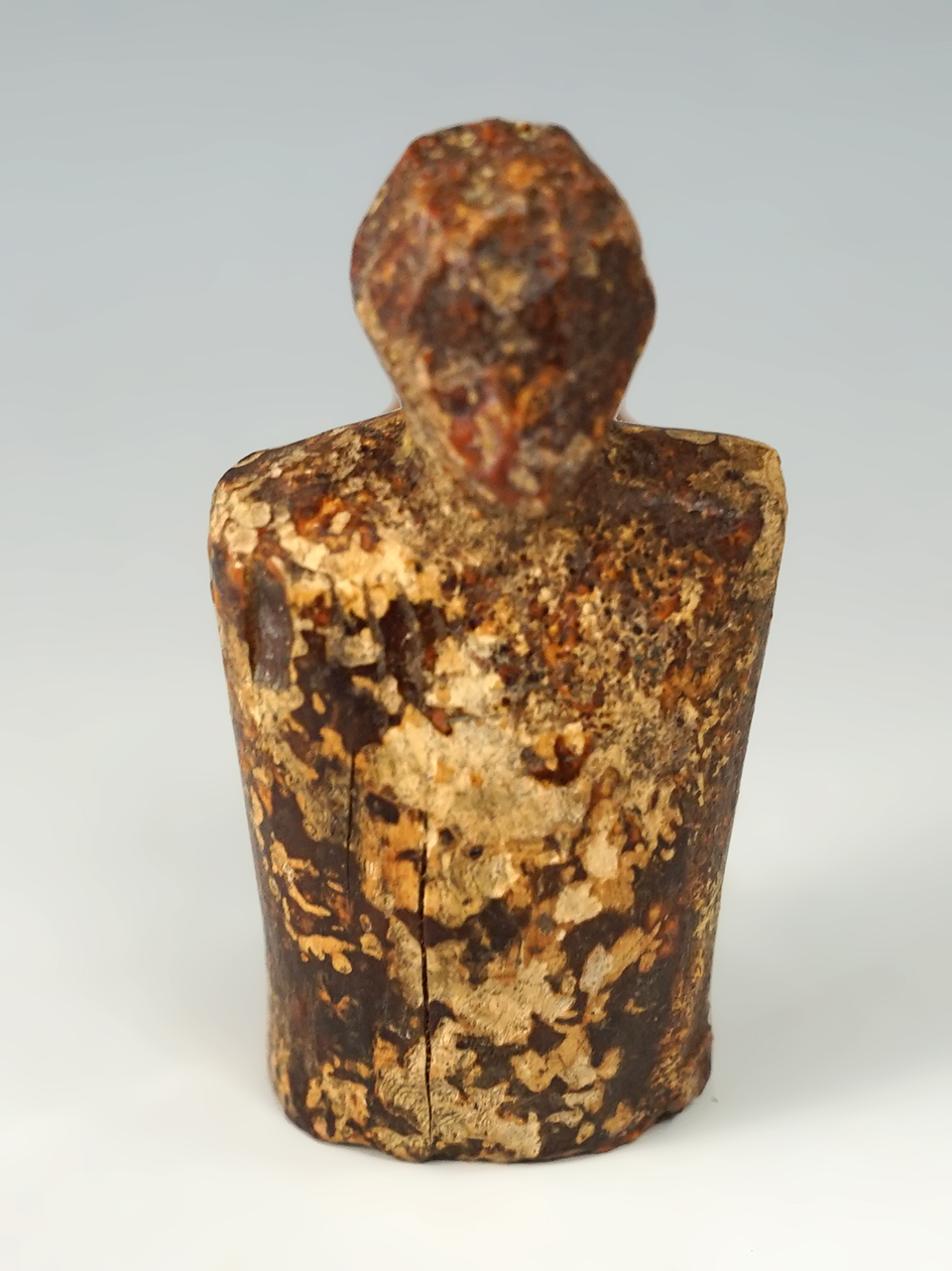 Excellent patina on this ancient Inuit 2 5/16" tall human figural carving made from bone.