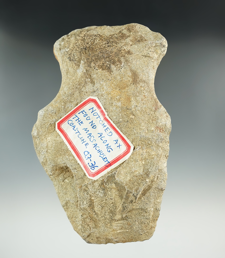 5 7/8" notched stone Axe found along the Massachusetts coastline.