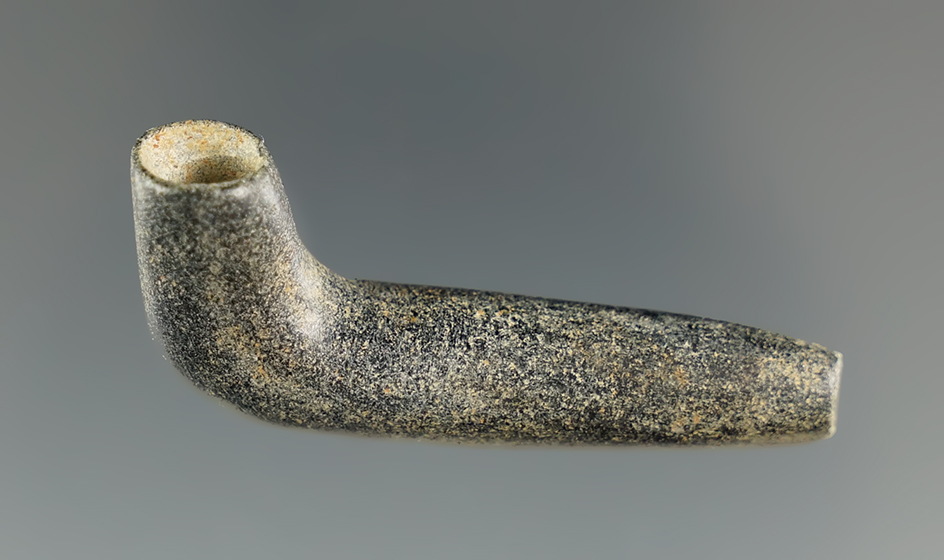 Unique 1 5/8" miniature steatite pipe found in New York.