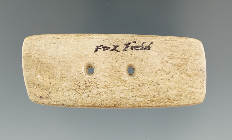 2 7/16" miniature bone Gorget found at the Fox Field site, Mason County Kentucky.