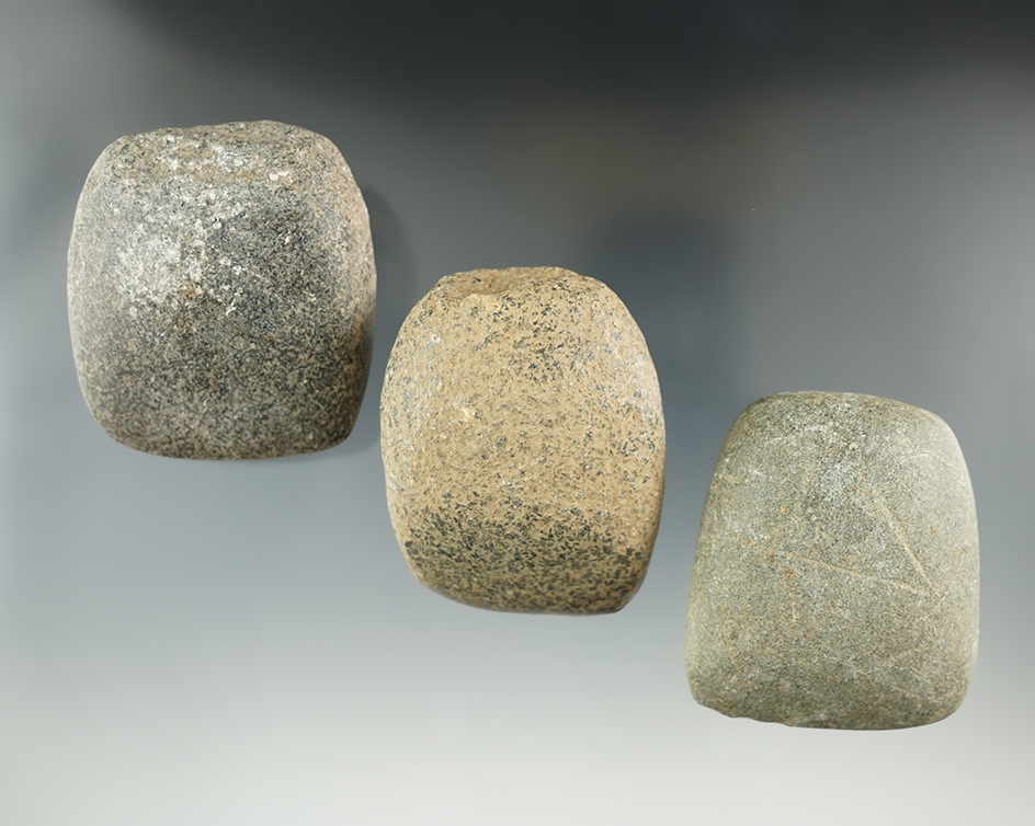 Set of three stone Celts found in Indiana, largest is 2 1/4".