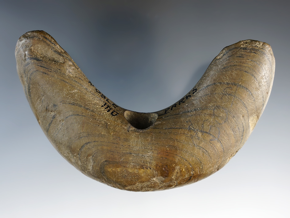 4 5/16" Lunate Bannerstone, Glacial Slate,  Indiana.