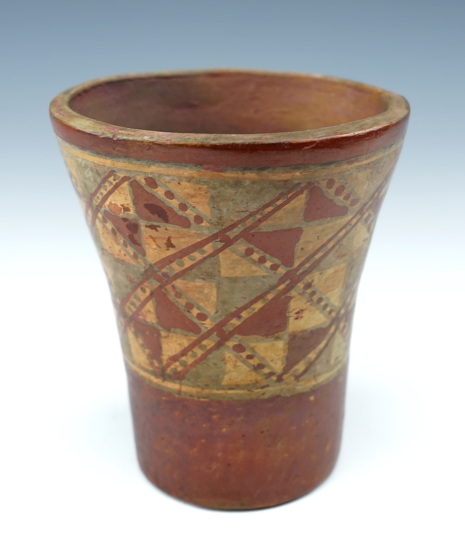 4 3/4" Tiwanaku nicely decorated Kero, Bolivia.