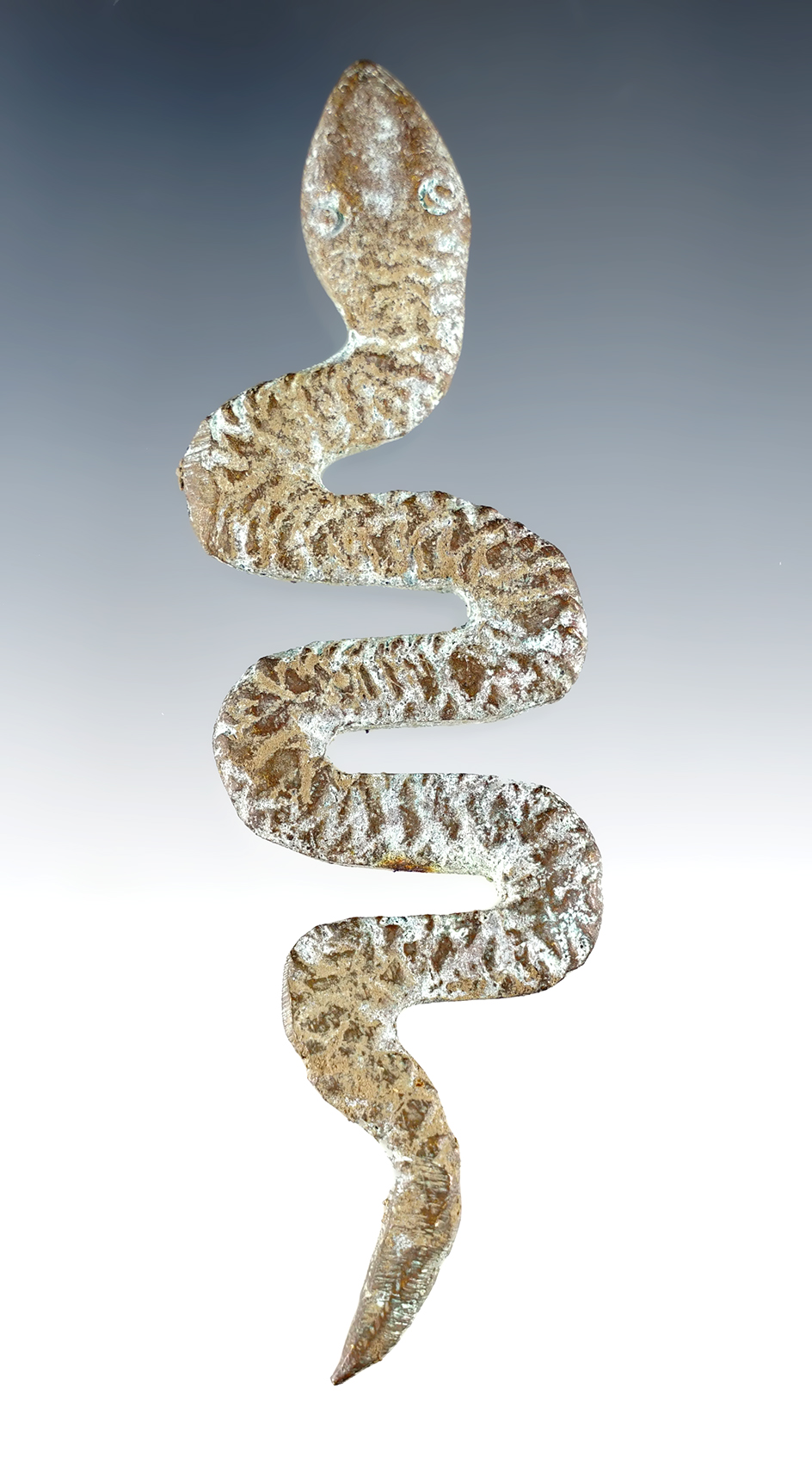 4" Copper Shamans pouch copper snake, Peru.