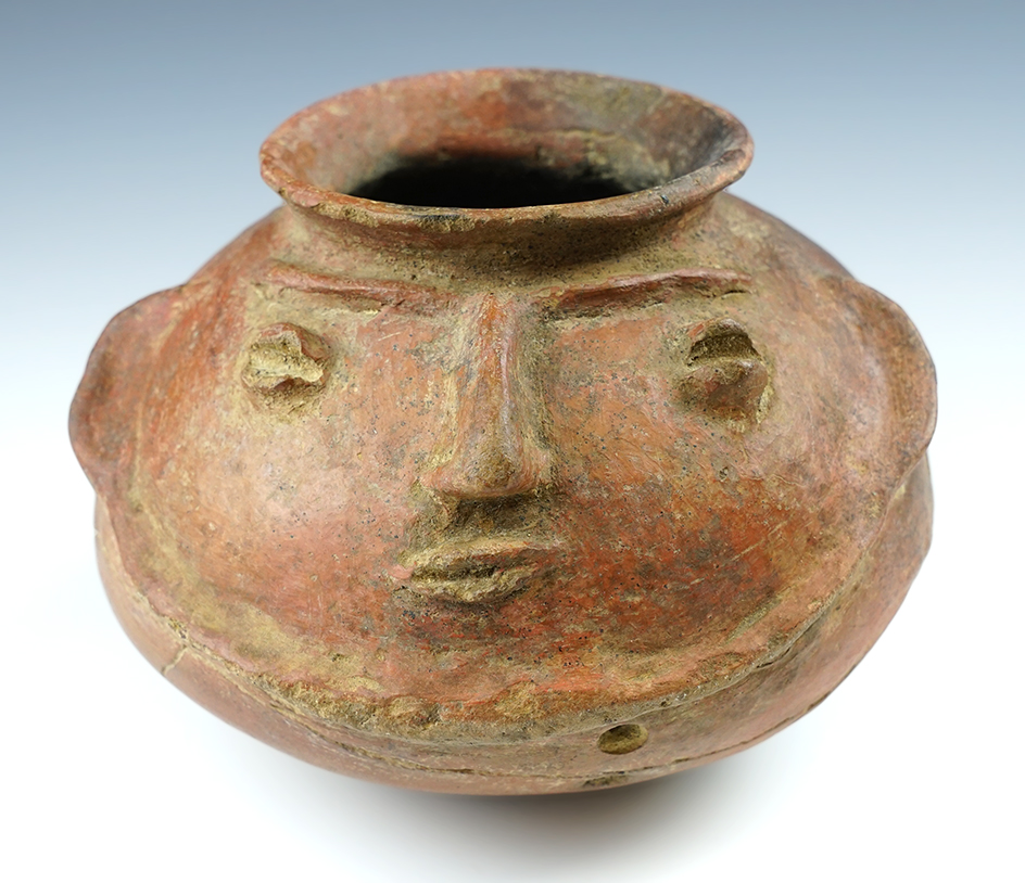 7 1/4" x 4 3/4" Nayarit Shaft Tomb Head Pot, Mexico.