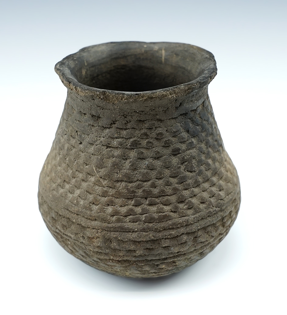 3" Tall miniature corrugated pottery vessel, New Mexico.