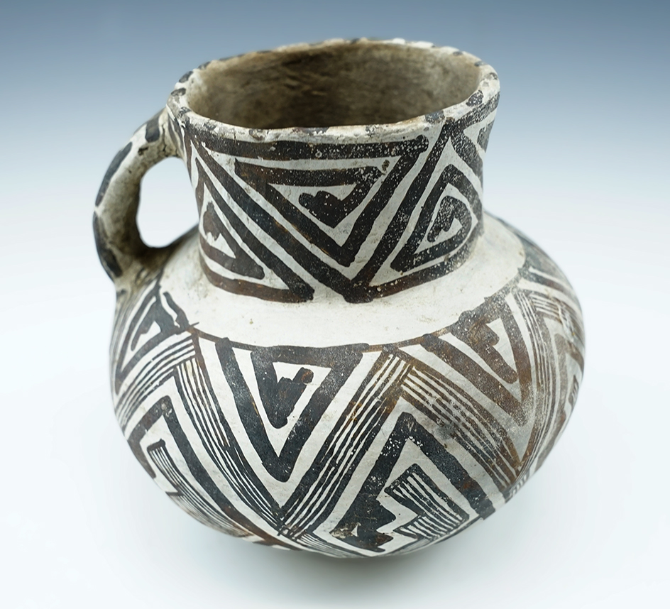 4 3/4" Tall x 5" Anasazi Strap Handle Bottle, New Mexico.