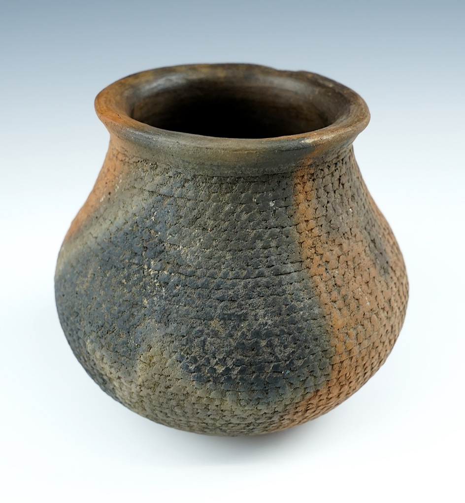 4 1/4" tall x 5" Corrugated New Mexico Pottery Vessel.