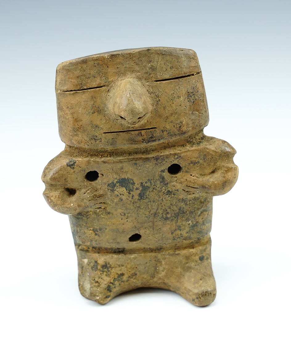 4 1/4" Human effigy figural made of clay, Costa Rica.