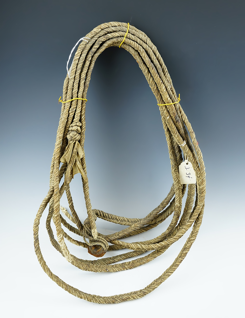 26 foot woven leather Lasso circa 1800's. New Mexico.