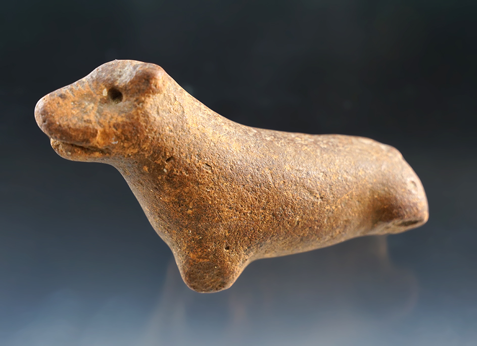 3 3/4" Bear effigy carved from stone found in Wisconsin.