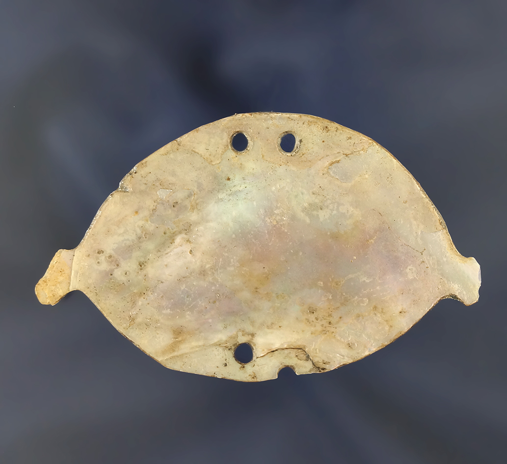 Very unique 2 5/8" wide drilled abalone shell ornaments found near the Columbia River.