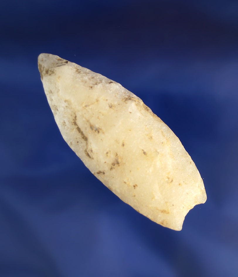2 1/2" Guilford Yuma found in North Carolina made from quartz.  Tom Davis G-9 COA.