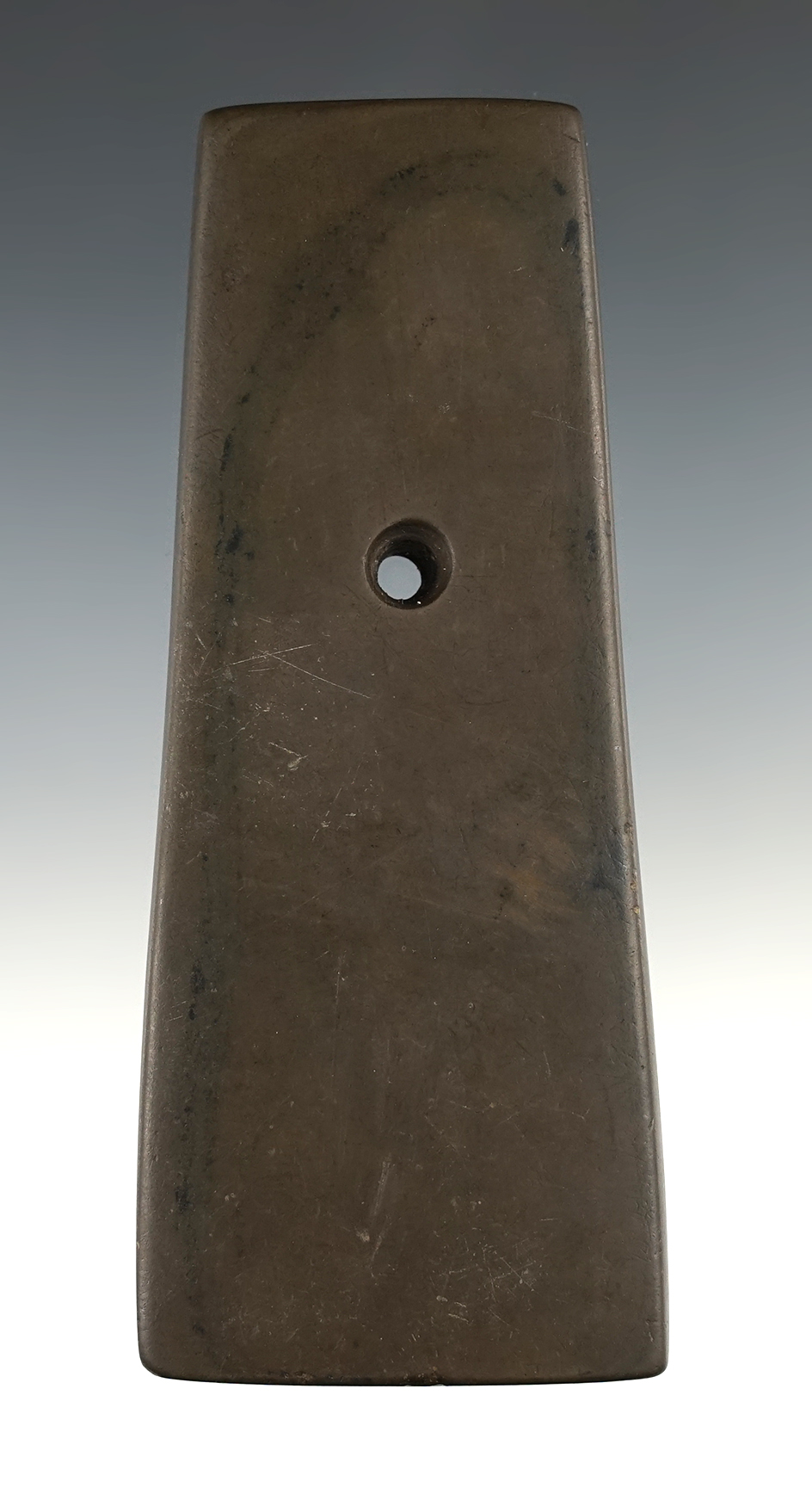 Fine 4 9/16" Adena Trapezoidal Pendant - William Thomas Farm, Prospect, Marion Co., Ohio.