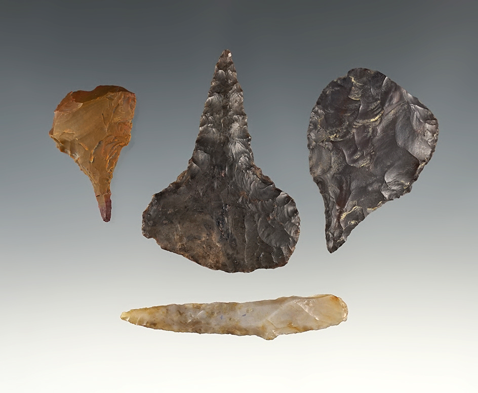 Set of 4 nice Perforators found close to the Columbia River in Oregon. The largest is 2 1/4".