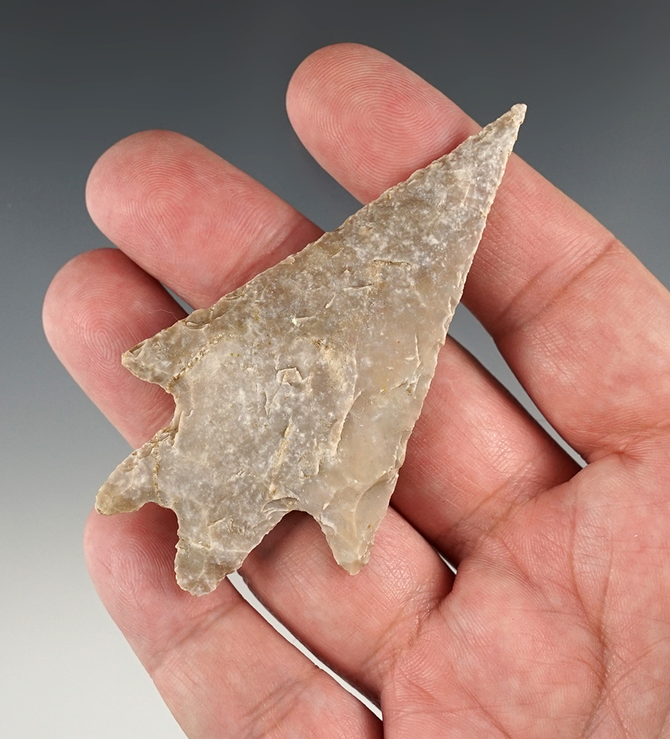 Nicely made 3 1/8" Pedernales found in Hays Co., Texas. Ex. Bill Arnold collection. Rogers COA.