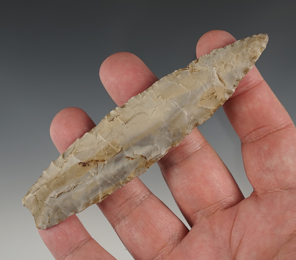 Well made 4 5/8" Agate Basin found in Clark Co., Missouri. Comes with a Stermer COA.