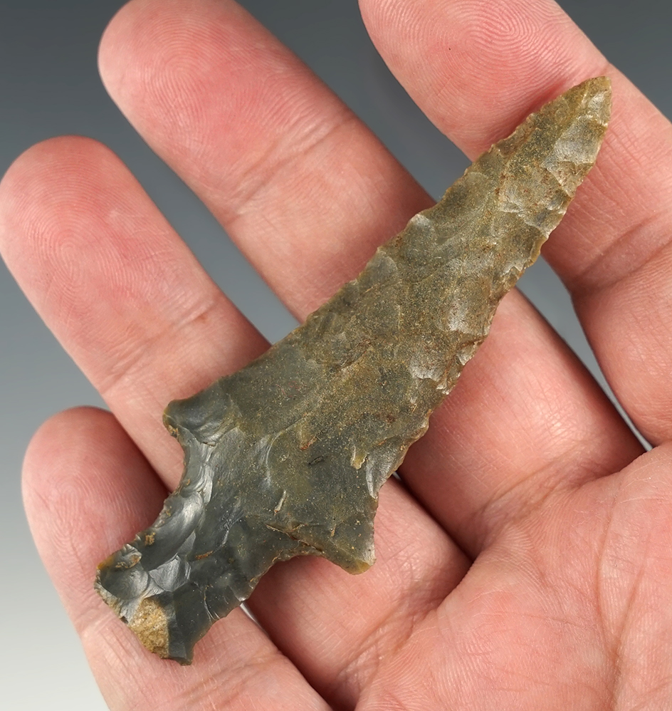 3 1/4" High grade Sonora Stemmed Archaic Point found in Kentucky.