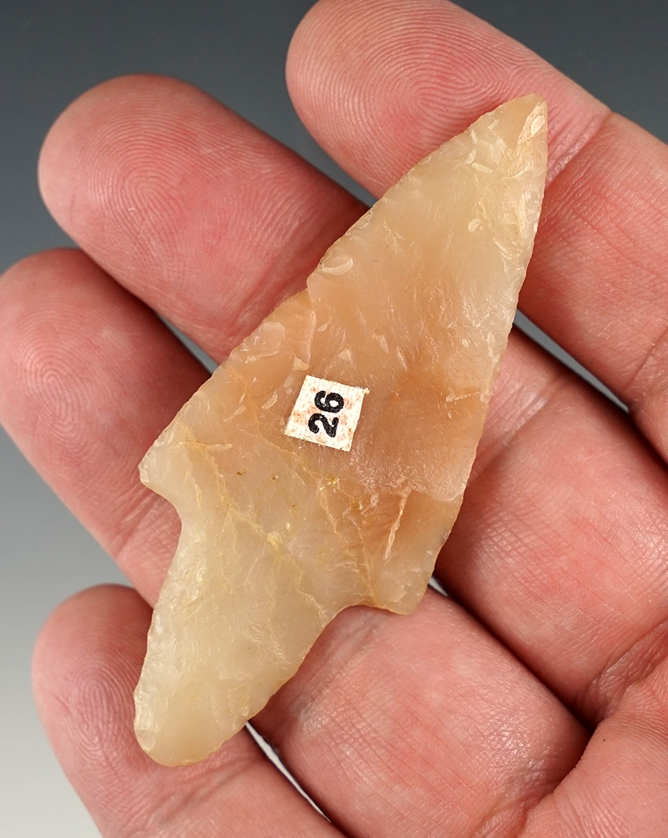 2 3/4" Gary made from Novaculite. Found in Yell Co., Arkansas. Ex. Morast collection.