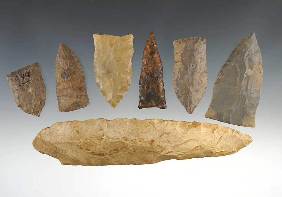 Set of 7 Kentucky/Tennessee points, mostly Copena's. The largest is 5 3/4".