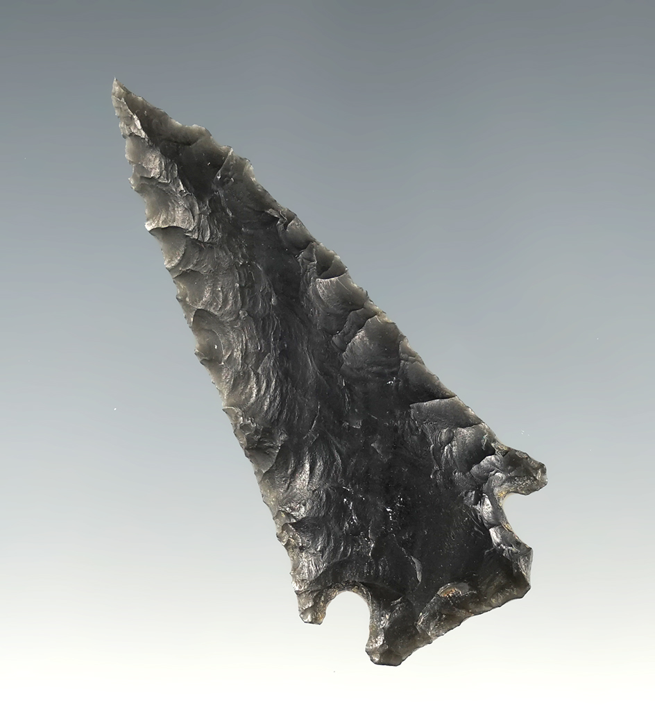 Well patinated 2" Corner Notch found in Oregon.