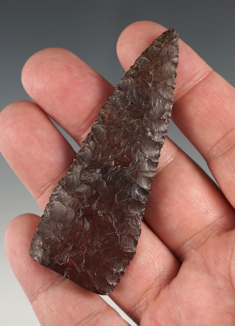 3 1/8" Plateau Pentagonal Knife found near Sauvies Island, Oregon. Nicely patinated.