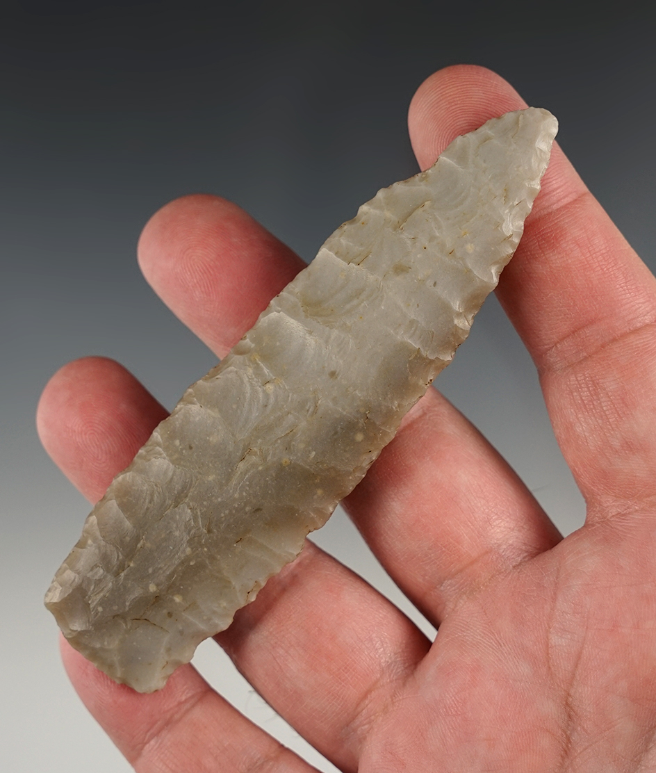 4 3/16" Scottsbluff found by Chris Moore in Morgan Co., Colorado.  Rogers, Partain COA's.